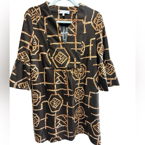 π« Jude Connally Kerry Swing Dress β Bamboo Chinoiserie β Size S - Picture 2 of 5